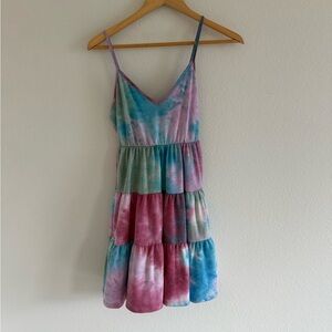 Tie-Dye Spaghetti Strap Mini Dress
